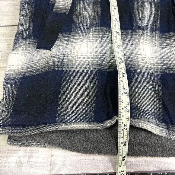 THC Los Angeles Blue White Plaid Flannel Sherpa Lined Jacket Size L Mens - Picture 10 of 10